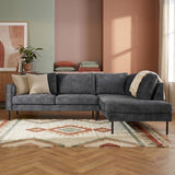 Ecksofa in Anthrazit-Velours Gaya - rechts 