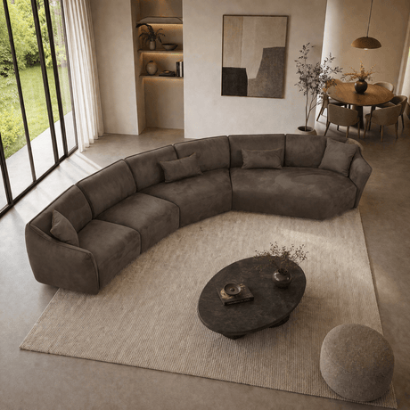 Ecksofa aus Mikrofaser in Braun-Anthrazit - 7 Personen - Mentis