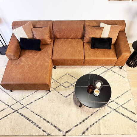 Ecksofa Davidson Mikrofaser Cognac mit kompakter Lounge - Links 