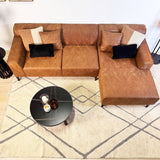 Ecksofa mit kompaktem Lounge-Cognac-Mikrofaser Davidson - rechts 