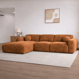 Ecksofa aus Kupfer-Chenille-Stoff – 292 x 169 cm – Shane – links