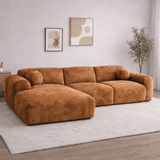 Ecksofa aus Kupfer-Chenille-Stoff – 292 x 169 cm – Shane – links