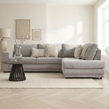 Ecksofa hellgraues Rippstoff-Sofagarnitur Gabi - rechts 
