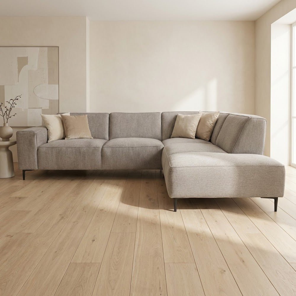 Ecksofa Grauer, mit Chenille gesprenkelter Ravi – rechts