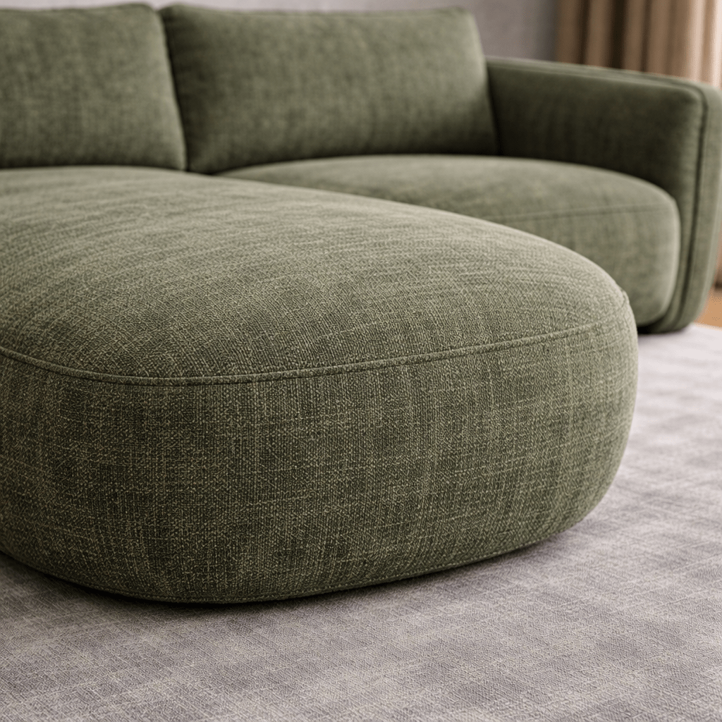 Ecksofa Chaiselongue olivgrün Strukturstoff Dwayne – links