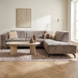Ecksofa mit Chaiselongue-Taupe-Chenille-Stoff Manon – stimmungsvolles Foto rechts Modern Innenraum