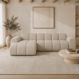 Ecksofa mit Lounge-Beige-Bouclé-Stoff – Streifen – links – Brix