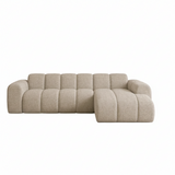 Ecksofa mit Lounge-Beige-Bouclé-Stoff – Streifen – links – Brix