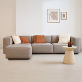 Modulares Ecksofa Fora mit losem Hocker in Leinenstoff - braun 