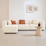 Modulares Ecksofa Fora mit separatem Hocker aus Leinenstoff – Ecru
