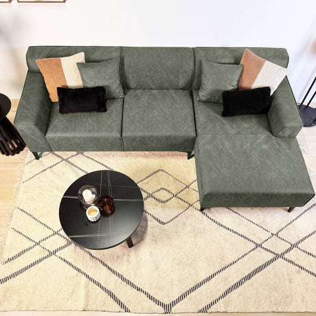Ecksofa Davidson Mikrofaser Grün mit kompakter Lounge - Rechts 