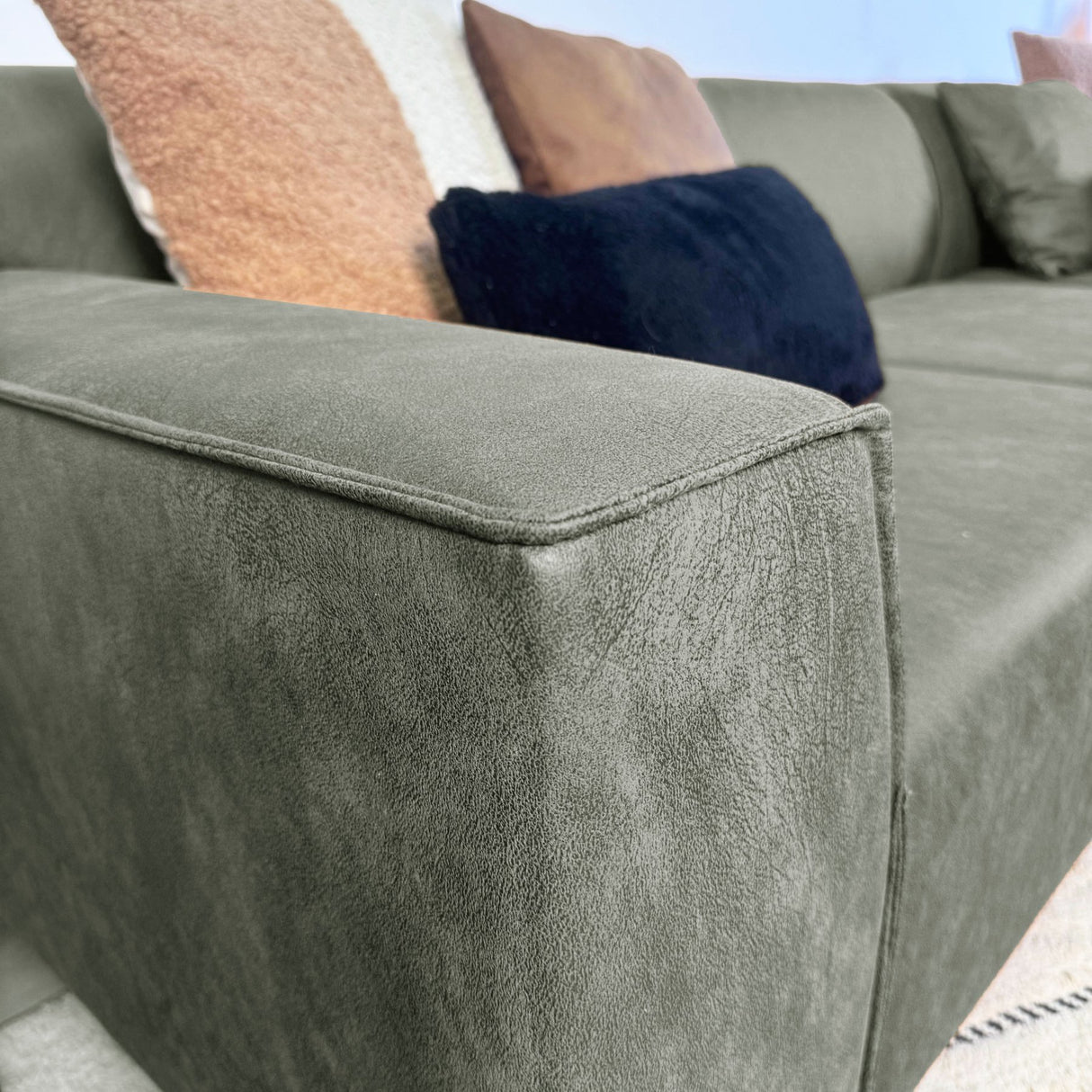 Ecksofa Davidson Mikrofaser Grün mit kompakter Lounge - Rechts 
