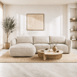 Ecksofa Chaiselongue beige Strukturstoff Dwayne – links