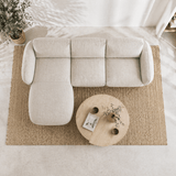 Ecksofa Chaiselongue beige Strukturstoff Dwayne – links