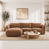 Banken - Hoekbank ronde longue koper velvet structuurstof Dwayne - links - Dimehouse