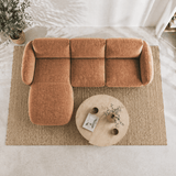 Banken - Hoekbank ronde longue koper velvet structuurstof Dwayne - links - Dimehouse