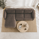 Banken - Hoekbank ronde longue mokka bruin velvet structuurstof Dwayne - links - Dimehouse