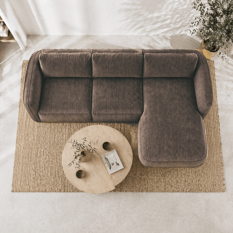 Ecksofa Chaiselongue mokka braun Strukturstoff Dwayne – rechts
