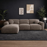 Ecksofa aus taupefarbenem Chenillestoff – 292 x 169 cm – Shane – links