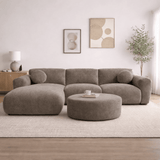 Ecksofa aus taupefarbenem Chenillestoff – 292 x 169 cm – Shane – links