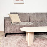 Ecksofa in taupefarbenem Chenille-Stoff mit rechter Chaiselongue Manon 