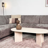 Ecksofa aus taupefarbenem Chenille-Stoff mit linker Chaiselongue Manon 