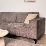 Ecksofa aus taupefarbenem Chenille-Stoff mit linker Chaiselongue Manon 