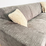 Ecksofa in taupefarbenem Chenille-Stoff mit rechter Chaiselongue Manon 