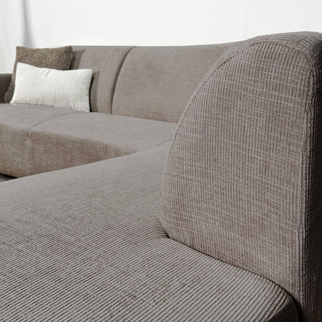 Ecksofa Manon mit Chaise Longue auf der rechten Chenille Taupe