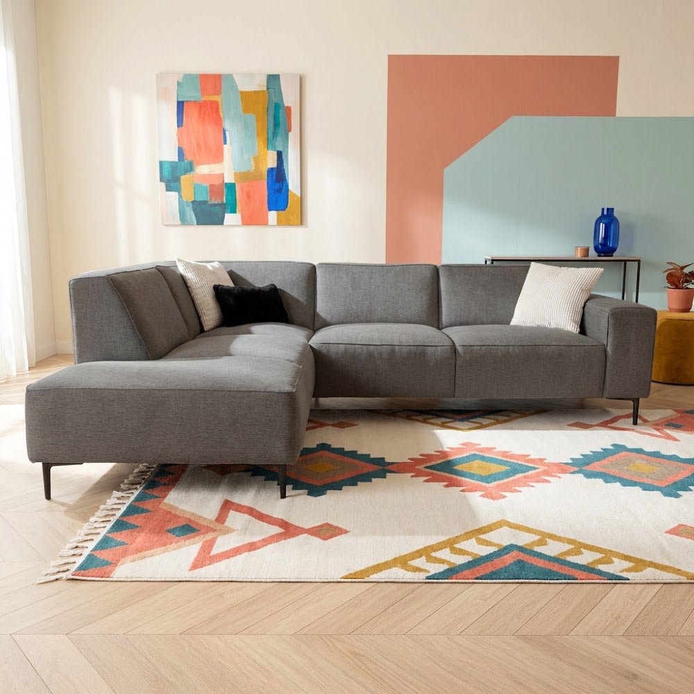 Ecksofa Taupefarbenes Chenille-meliertes Ravi – links