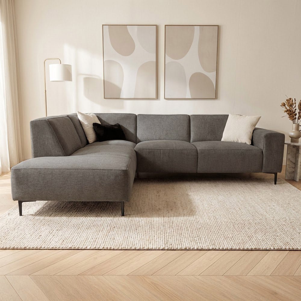 Ecksofa Taupefarbenes Chenille-meliertes Ravi – links