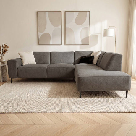 Ecksofa Taupe Chenille Gemäleerd Ravi – rechts 