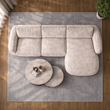 Ecksofa Chaiselongue beige Strukturstoff Dwayne – rechts