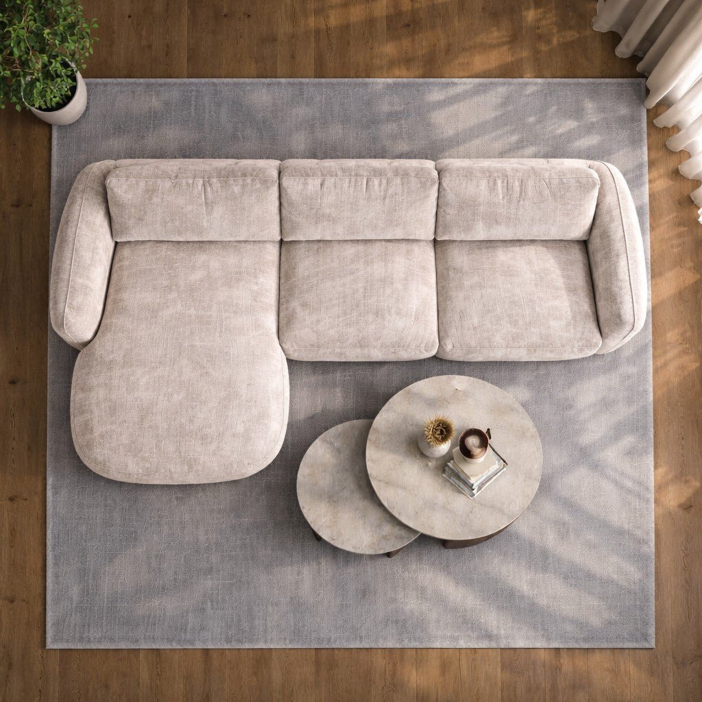 Ecksofa Chaiselongue beige Strukturstoff Dwayne – links