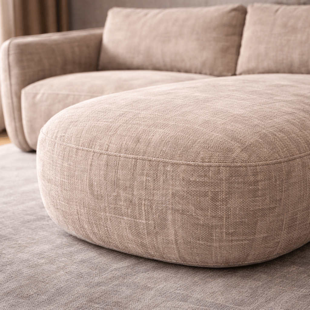 Ecksofa Chaiselongue beige Strukturstoff Dwayne – rechts