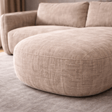 Ecksofa Chaiselongue beige Strukturstoff Dwayne – rechts