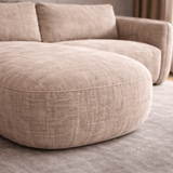 Ecksofa Chaiselongue beige Strukturstoff Dwayne – links