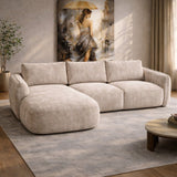 Ecksofa Chaiselongue beige Strukturstoff Dwayne – links