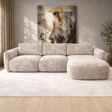 Ecksofa Chaiselongue beige Strukturstoff Dwayne – rechts