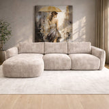 Ecksofa Chaiselongue beige Strukturstoff Dwayne – links