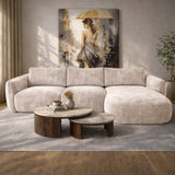 Ecksofa Chaiselongue beige Strukturstoff Dwayne – rechts
