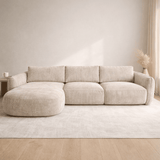 Ecksofa Chaiselongue beige Strukturstoff Dwayne – links