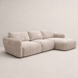 Ecksofa Chaiselongue beige Strukturstoff Dwayne – rechts