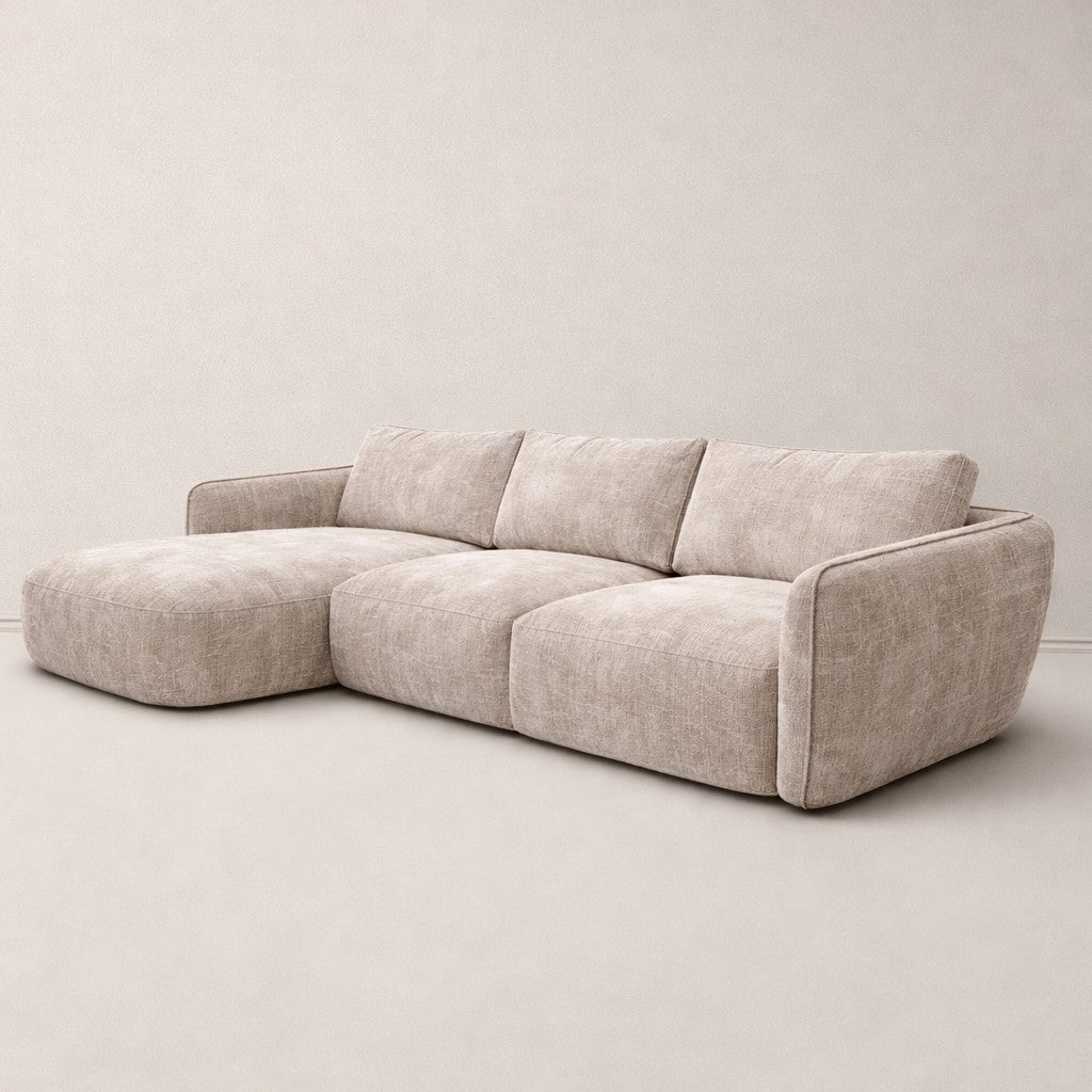 Ecksofa Chaiselongue beige Strukturstoff Dwayne – links