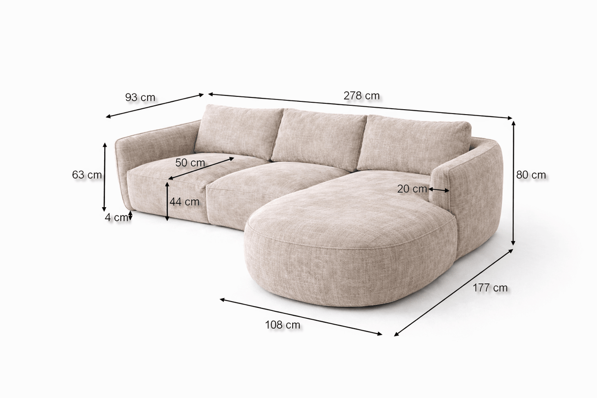Ecksofa Chaiselongue beige Strukturstoff Dwayne – links