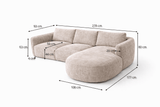 Ecksofa Chaiselongue beige Strukturstoff Dwayne – links