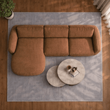 Ecksofa Chaiselongue Kupfer Strukturstoff Dwayne – links