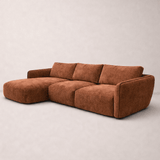 Ecksofa Chaiselongue Kupfer Strukturstoff Dwayne – links