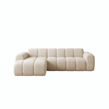 Ecksofa mit Lounge-Beige-Bouclé-Stoff – Streifen – links – Brix