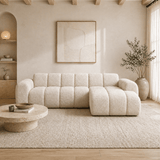 Ecksofa mit Lounge-Beige-Bouclé-Stoff – Streifen – links – Brix